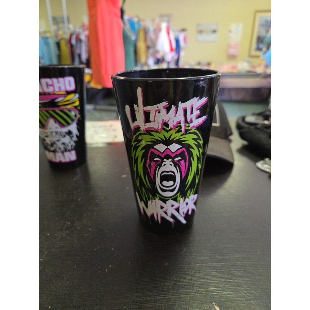 2017 Black Ultimate Warrior Drinking Glass  WWE Wwf WCW